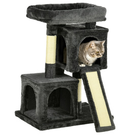 PawHut Sisal Cat Tree до 30 кг Cat Tree з кігтеточкою Sisal Column Плюшевий темно-сірий для активних кішок