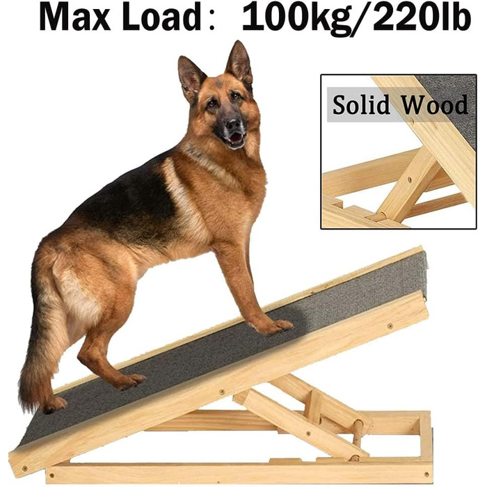 Дерев'яна рамка для собак та котів, складана, портативна, 4-ступенева, регульована висота, 100 x 40 см