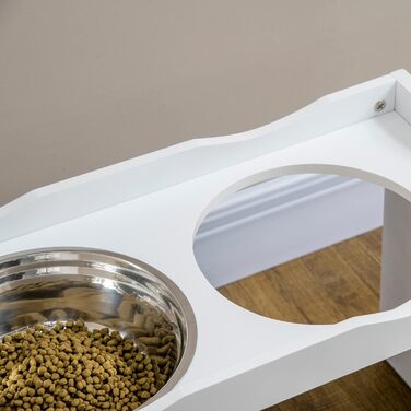 PawHut Підвищена годівниця для собак, 2 x 2L, нержавіюча сталь, білий колір, для великих собак