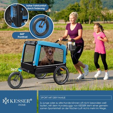 KESSER Причіп-візок для собак Boxer 3в1, велосипедний, великий, 240 л, 600D Оксфорд, амортизований, до 40 кг, з підстаканником