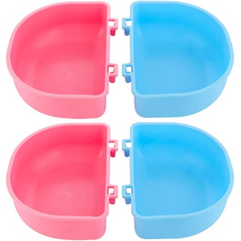 4 годівниці для кроликів та морських свинок, пластикові, підвісні, портативні (рожевий та блакитний)