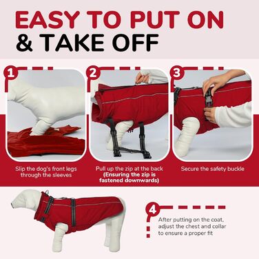 Теплий зимовий одяг для собак Lelepet: куртка з інтегрованим шлейкою, вітронепроникний флісовий підклад, світловідбиваюча жилетка для холодної погоди, 2XL (Small, Червоний)