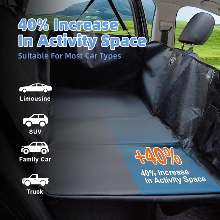 Захист для заднього сидіння автомобіля для собак, водовідштовхуючий, стійкий до подряпин, з PU-шкіри, міцна основа, витримує 180 кг, лежанка для собак в авто, захист сидіння від бруду та шерсті