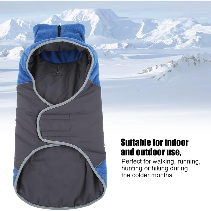 Зимовий теплий куртка для собак, вітронепроникний, плюш, зі стійким коміром, на блискавці, захист шиї та живота, з застібками-гачками, отвір для тракції, універсальна куртка для маленьких, середніх собак