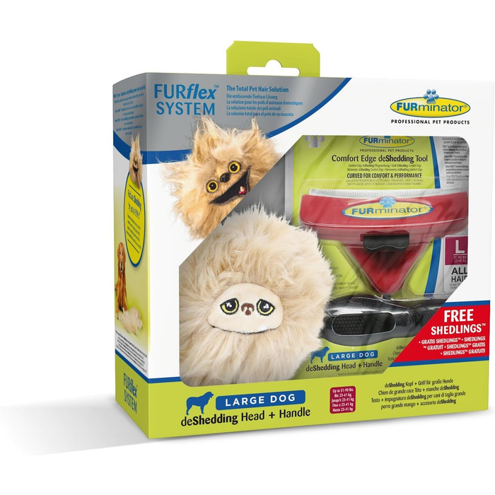 FURminator FURflex подарунковий набір для собак L, деШеддер і іграшка, червоний