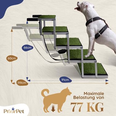Сходинки для собак у машину: складані, 5 сходинок, до 77 кг, з антиковзким покриттям