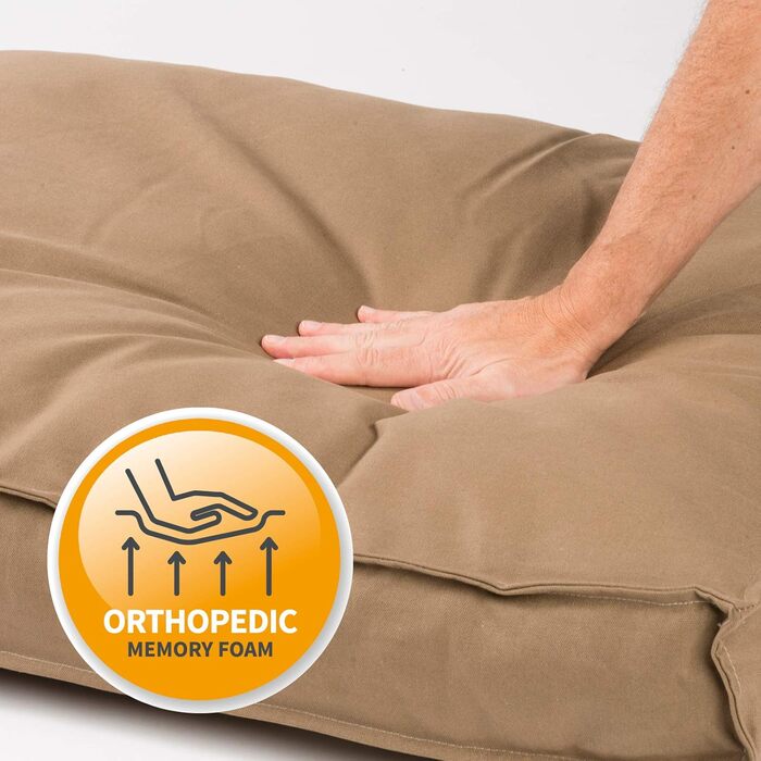 JAMAXX Преміум подушка для собак - ортопедична, з піною з пам'яті, знімний водонепроникний чохол, собаче ліжко з канвас-чохлом PDB1007 (L) 120x90, кавово-коричневий колір, розмір L (120 x 73 x 30 см)