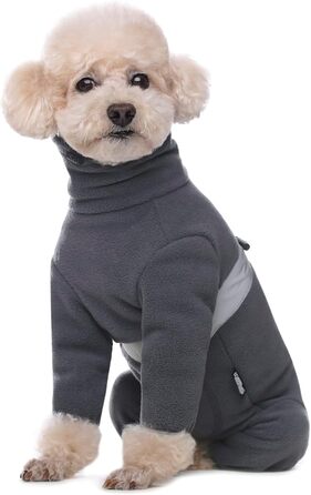 Теплий флісовий одяг для собак, зимовий, з довгими рукавами, чотирилапий, регульований, для маленьких та середніх собак, розмір XS (Сірий)
