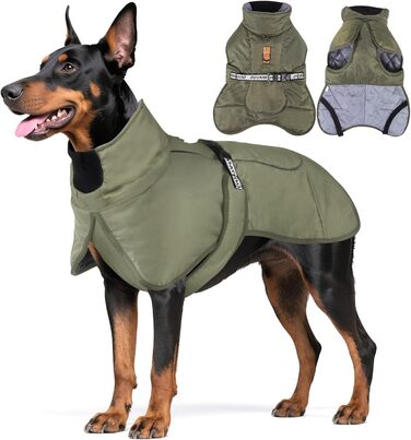 Водонепроникний зимовий одяг для собак, теплий зимовий одяг для собак, куртка для собак, теплий зимовий одяг для собак з D-Ring (Зелений, 4XL)