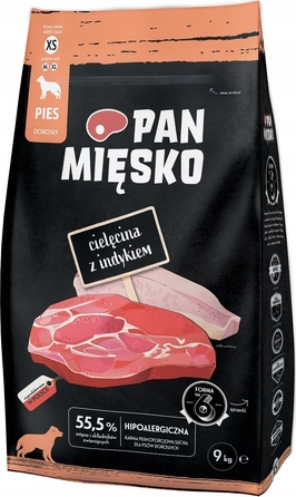 Сухий корм для собак Pan Mięsko Телятина з індиком XL, 9 кг