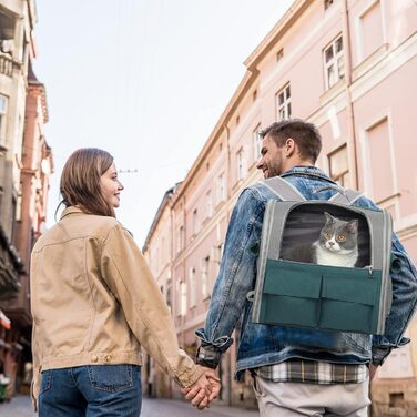 Рюкзак для тварин PETCUTE: переноска для собак та котів, знімний килимок, безпечний ремінь, зелений