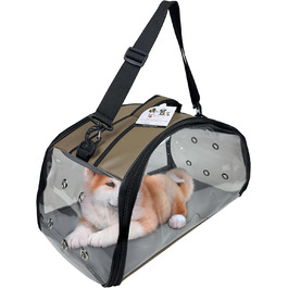 Текстильна переносна сумка для собак EVE | Сумка-переноска для котів EVE | Сумка для собак на плече | Сумка для котів на плече | Дыхаюча прозора сумка 47x30x30 см (Коричнева)