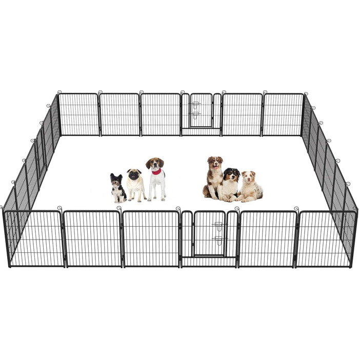 Металеве вольєр для собак BestPet з дверима, 32 панелі, для великих, середніх та малих собак. Розміри: 61x81,3x101,6 см