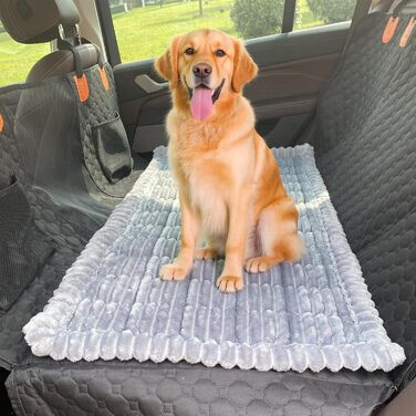 Чохол на сидіння автомобіля для собак, килимок-ліжко для собак, м'який, неслизький, для заднього сидіння авто, для собак, потовщений, з корду, світло-сірий, 63 x 138 см