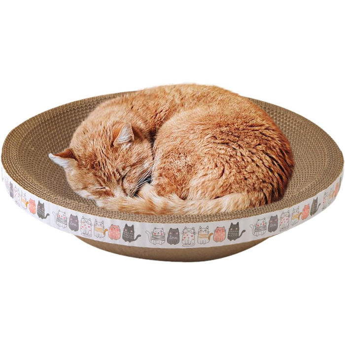 Круглі когтеточки для котів, лежанка-чаша, когтеточка-миска, котяче ліжко з картону, когтеточка, картон для кошенят, малі та середні коти (діаметр 45 см)