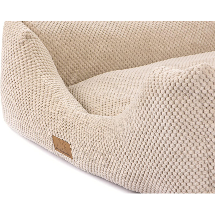 М'яке ліжко для собак та котів Oaza з бортиком, 70x60 см, кремового кольору