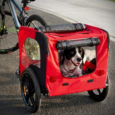 Фаркоп-причіп для собак Soges до 40 кг, складаний, з дихаючої сітки, з внутрішнім повідком, з відбивачами (червоний)