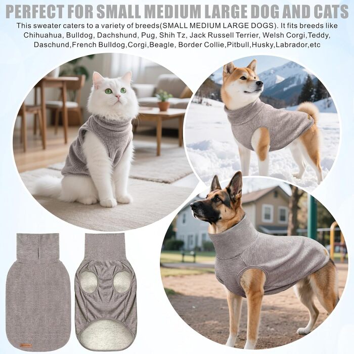 Світшот для собак Mosucoirl: теплий та стильний одяг для маленьких, середніх та великих собак XS-4XL (XL, Хакі)