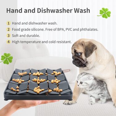 Килимок для повільного годування Hund & Katze Bowite Silikon з присосками для котів та маленьких собак (сірий)