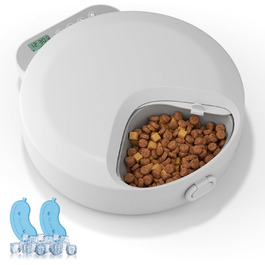 Автоматичний дозатор корму для котів, для вологого корму, розумний дозатор корму для тварин, автоматичний дозатор з таймером, автоматичне годування котів з 2 контейнерами, 4 порції (по 240 г)