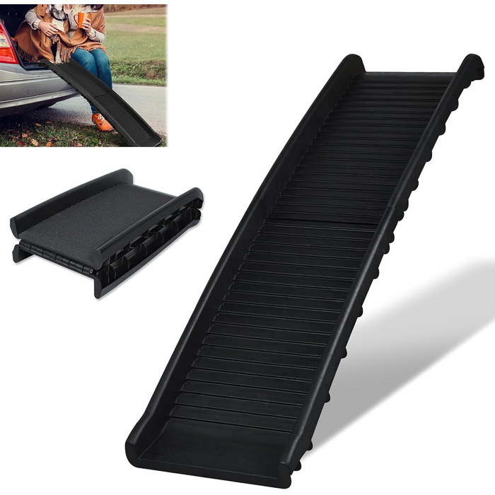 Рампа для собак Hunderampe, складна, антиковзка, до 90 кг, 156x40 см, для SUV, чорна