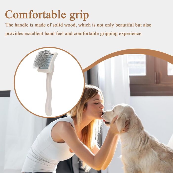 Щітка для грумінгу тварин: для котів та собак, видалення шерсті, дерев'яна ручка, портативна