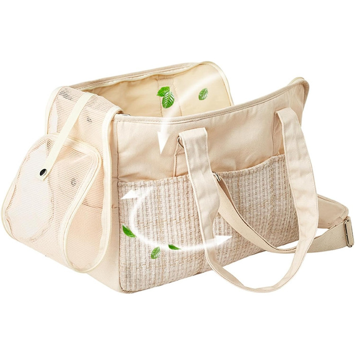 Сумка-переноска для тварин, універсальна, з бавовняного канвасу, для подорожей, дихаюча, портативна, кремового кольору