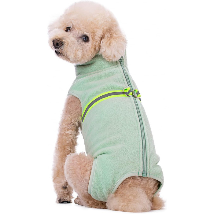 Теплий пуловер для собак, флісова жилетка зі світловідбиваючими елементами, одяг для цуценят, зимова куртка, теплий плащ (зелений, салатовий, L)