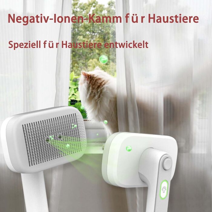 Професійна щітка для шерсті домашніх тварин Pet Ion Brush з подвійним іонним генератором - самоочисна щітка для собак та котів, м'яке розплутування шерсті та підшерстя, для короткої та довгої шерсті (1 шт)