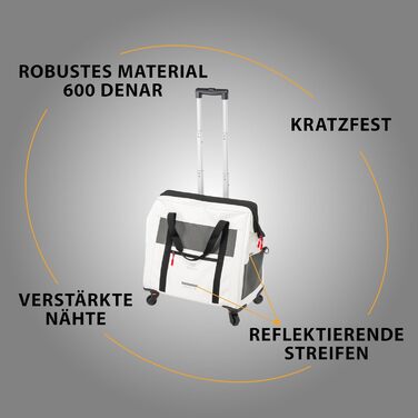 Транспортна переноска для собак та котів Ferplast Voyager Trolley, біла, з висувним ручками та колесами, до 15 кг, 46 x 26 x 48 см