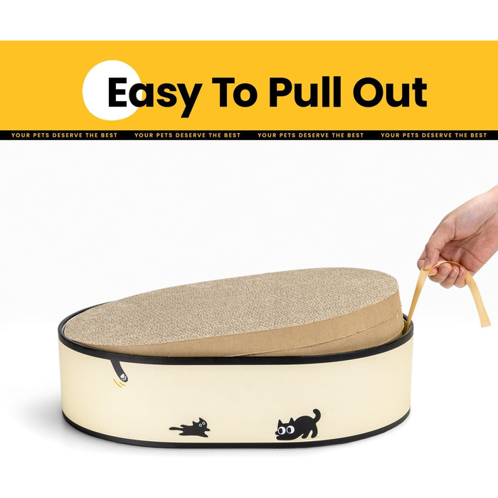 Кігтеточка для котів з будиночком та 4 змінними шарами - велика кігтеточка з міцного гофрокартону, двосторонні шари з наклейками DIY - лежанка для котів у квартирі, захист меблів, чорна, велика