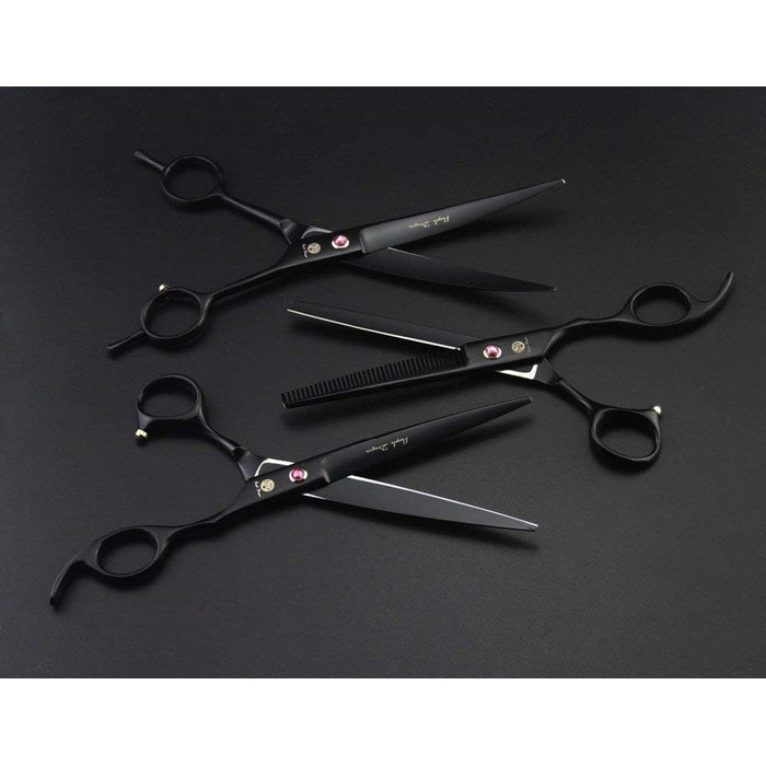 Набір професійних ножиць для грумінгу собак Purple Dragon 7.0 дюймів, 3 шт. з декором зі стразів