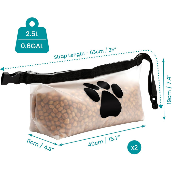 Набір мішечків для зберігання корму для собак BELLE VOUS (2 шт.) - сумка для корму, дорожній миска для собак, аксесуари для собак у подорожах, складаний миска для собак