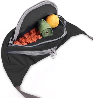 Сумка для ласощів для собак з персональним ім'ям | Сумка для дресирування собак | Чорний/Світло-блакитний