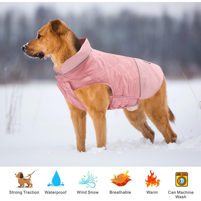 Зимовий теплий дощовик для собак Idepet, теплий дощовик для собак, антисніговий костюм для маленьких і середніх собак з отвором для шлейки, блакитний, рожевий, сірий, S
