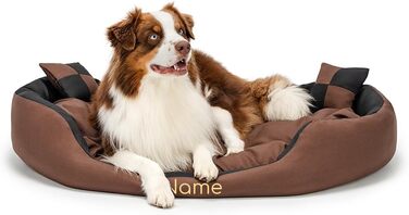 Крісло-ліжко для собак та котів Lionto 4-в-1 з поворотним подушкою, 85x70 см, міцний оксфорд, водонепроникне, з глибоким входом, з декоративною подушкою (чорний/коричневий)