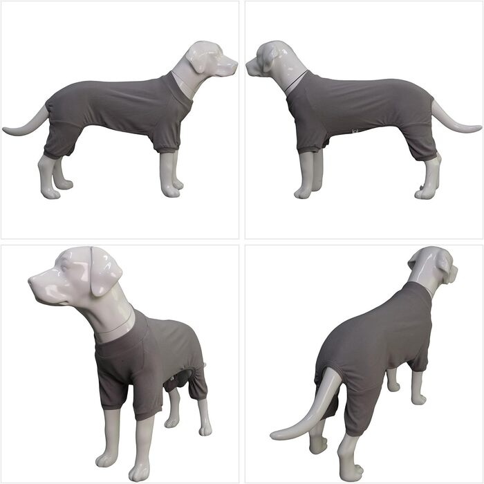 Піжама для собак Lovelonglong з бавовни, теплий халат-боді для собак великих, середніх та маленьких порід, розмір L, темно-сірий