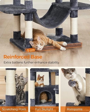 Високий когтеточка-комплекс Feandrea: ігровий центр з лежаком та стовпчиком для кігтів, 161 - 220 см