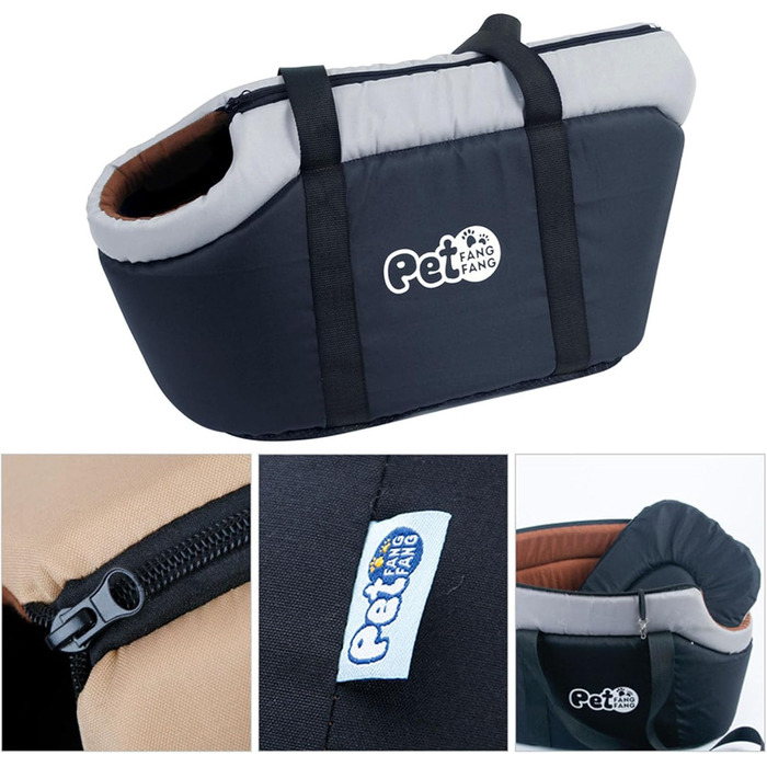 Дихаюча переноска для собак з знімним подушкою, переноска для домашніх тварин для покупок, походів, подорожей, прогулянок, портативна сумка-переноска для маленьких, середніх собак, котів, цуценят (Сірий - Чорний)