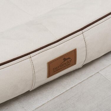 Ортопедичне ліжко для собак Tierlando® Marlon Nonplusultra з віскоеластичним матрацом, м'яким велюровим покриттям, 170x110 см, колір: кремовий