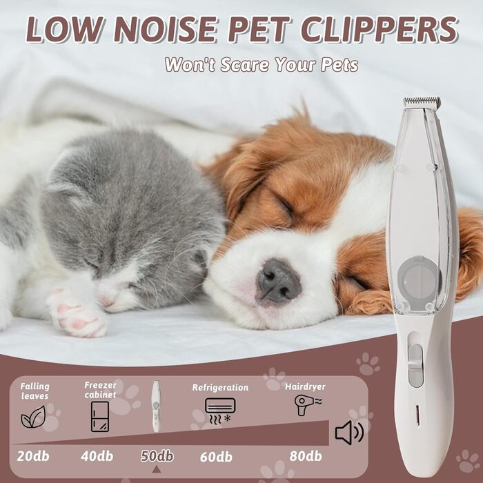 Професійний триммер для собак з пилососом та LED-підсвічуванням. Триммер для догляду за лапами, вухами, обличчям собак та котів (білий)