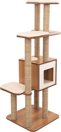 Ігровий комплекс для котів Catit Vesper High Base XL, горіх — будиночок-куб з 3 платформами