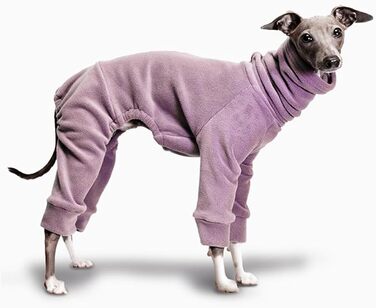 Теплий зимовий костюм для італійських грейхаундів (Whippet), фліс, цілісний, з коміром-роллером, фіолетовий, 2XL