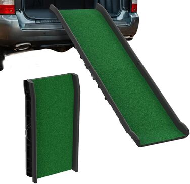 Наізі Рампа для собак 156 см, складна, з антиковзкими килимками, для собак/кішок/домашніх тварин до 90 кг, з травою