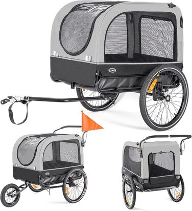 Причіп для собак CXWXC 2-в-1: велосипедний причіп та візок для собак з амортизаторами, сірий, вантажопідйомність 40 кг