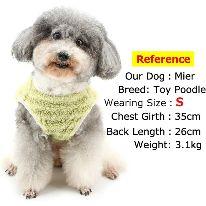 Теплий флісовий пуловер для собак Zunea, зимовий одяг для цуценят, куртка з D-поточкою, для чихуахуа, йоркширського тер'єра, XS/S, зелений