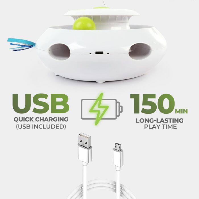 Інтерактивна іграшка для котів ALL FOR PAWS 3 в 1: метелик, м'ячики, пір'я. Автоматична іграшка для дому.