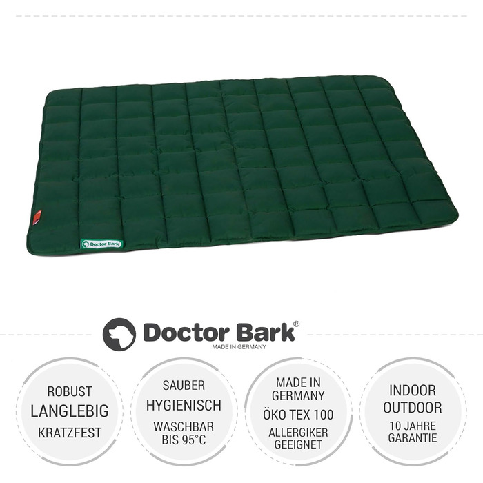 Лежак для собак Doctor Bark L, м'яка та міцна лежанка для великих собак, зелена, для дому та вулиці, прана при 95°C