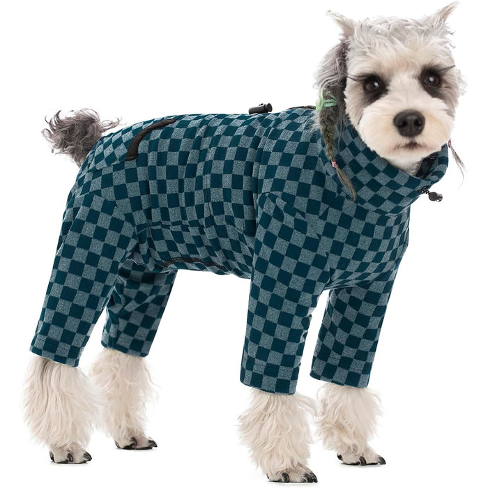 Теплий флісовий зимовий одяг для собак - теплий піжамний комбінезон з коміром для собак маленьких та середніх порід, блакитний (L)