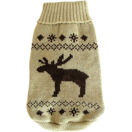 Вольтерс | Пуловер з оленем у бежево-коричневому кольорі | Довжина спини 30 см